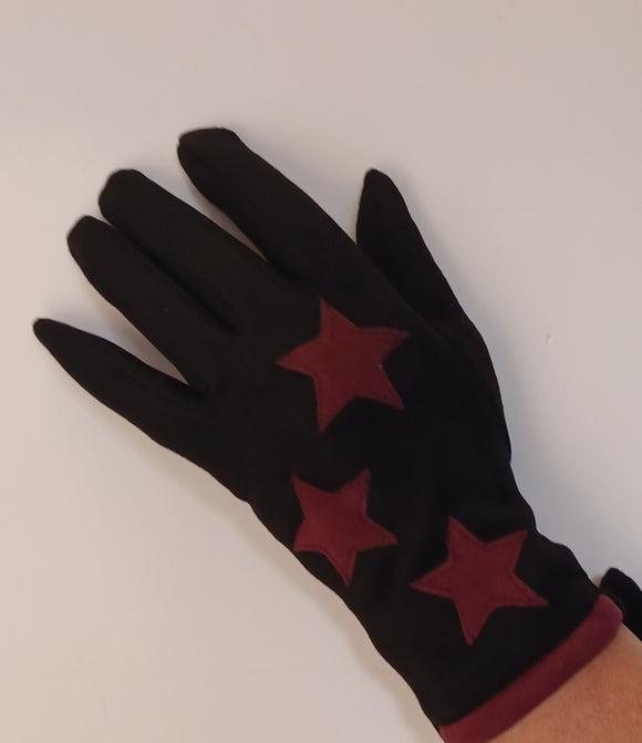 Star Faux Suede Gloves