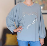 Ladies Sweatshirt Dog Paw Heart