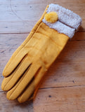 Faux Suede with Pom Pom Gloves