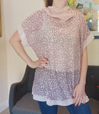 Leopard Print Sequin Hem Scarf Top