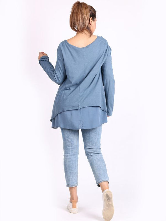 Double Layered Plain Cotton Casual Top
