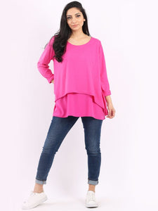 Double Layered Plain Cotton Casual Top